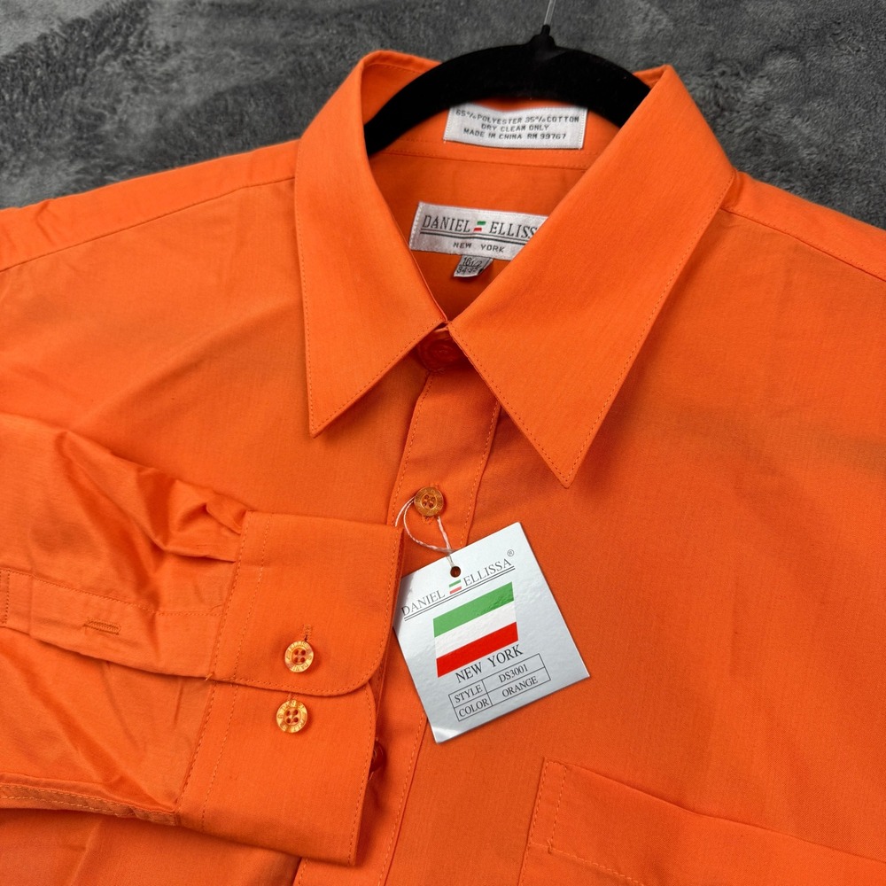 Daniel Ellissa Dress Shirt Mens 16.5 34-35 Orange Long Sleeve DS3001 NWT